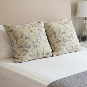 Vintage Laura Ashley Home Maisy Floral Pillow Sham Yellow Gray White Cottage